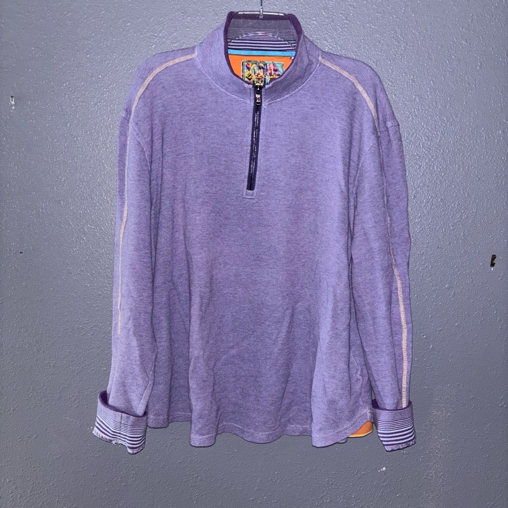 Robert Graham Lavender Quarter Zip with Colorful Flip Cuffs
